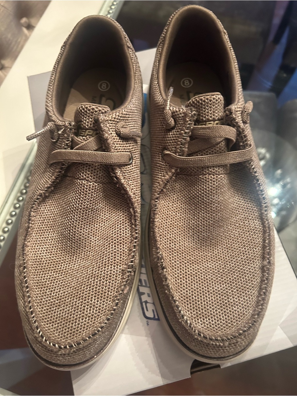 Skechers Men's Taupe Mesh Slip-On Loafers